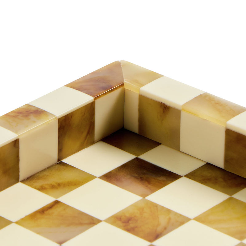 Habitat checkered resin brown white coffee table tray (British brand)