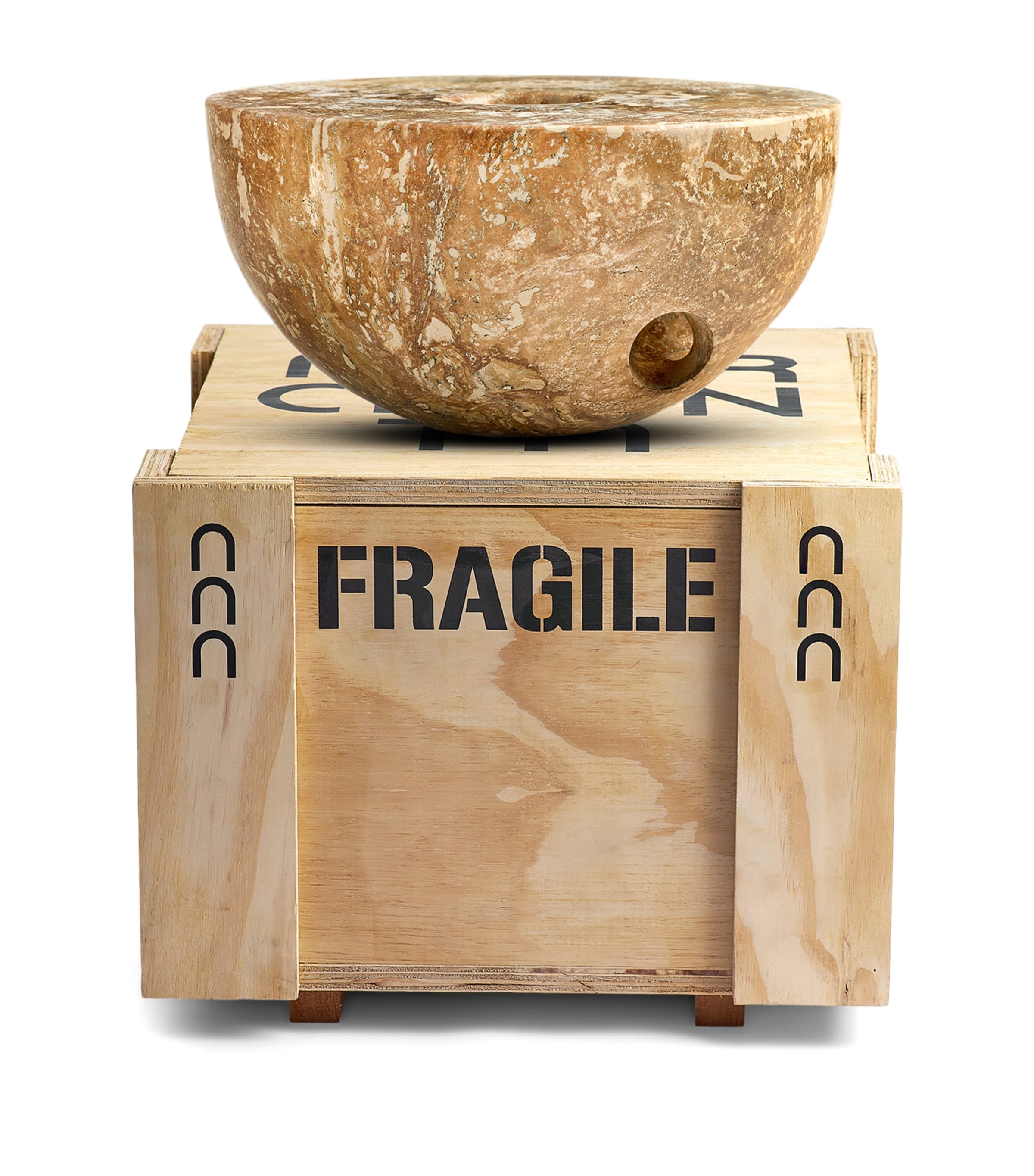 Marchanta dark travertine candle holder 36cm - British product