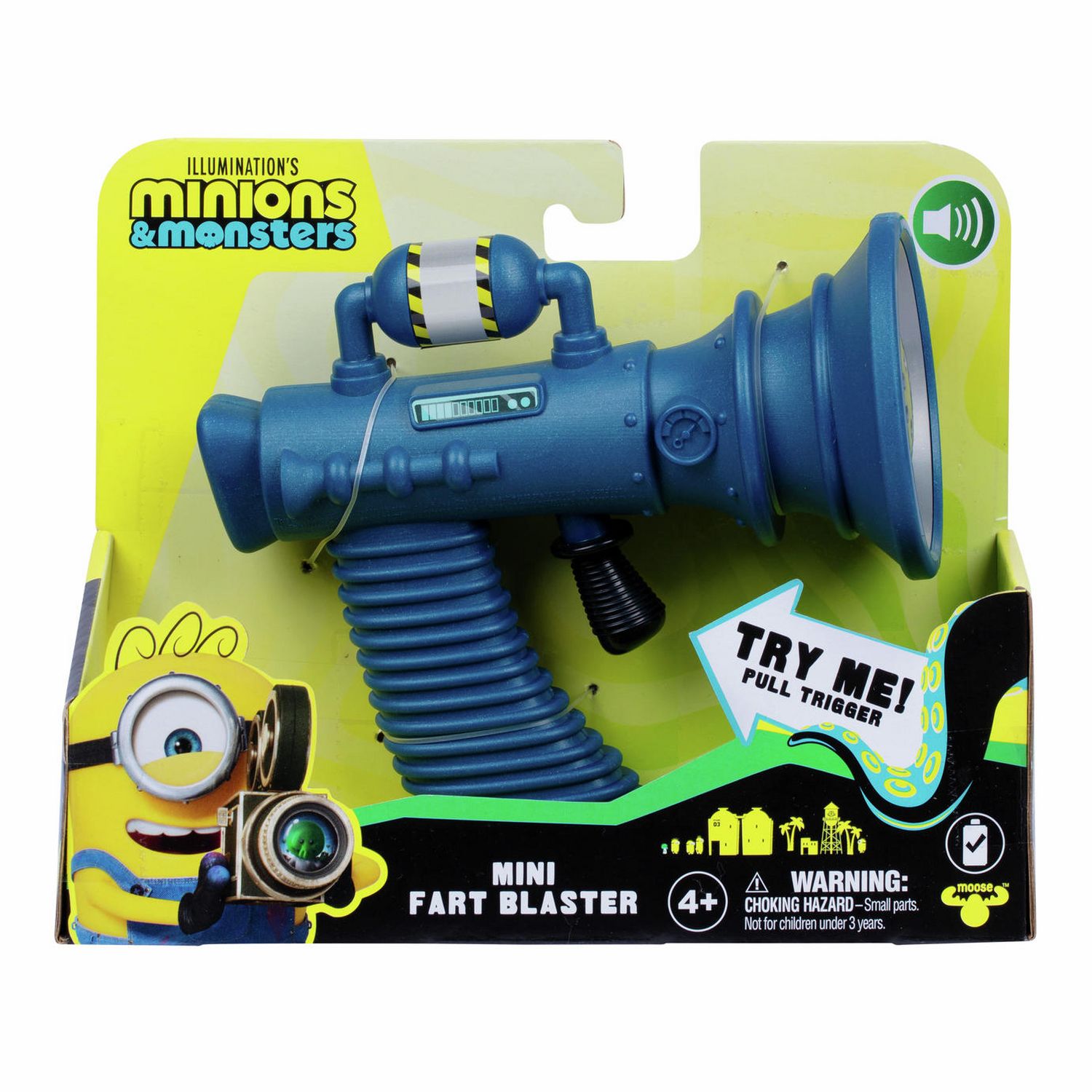 Minions Mini Fart Blaster toy with 8 sounds - British product