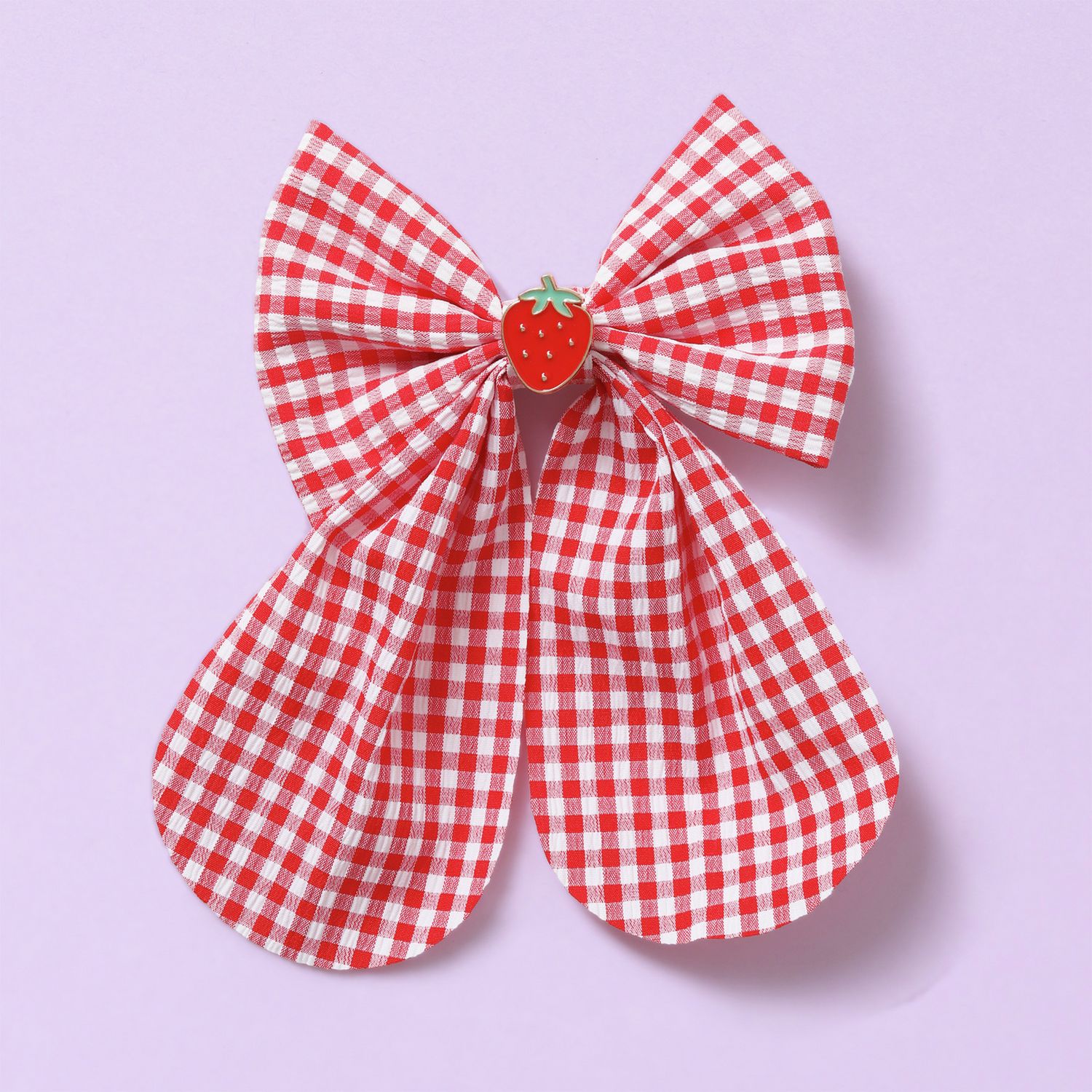 Flitzy strawberry gingham hair bow (British brand)