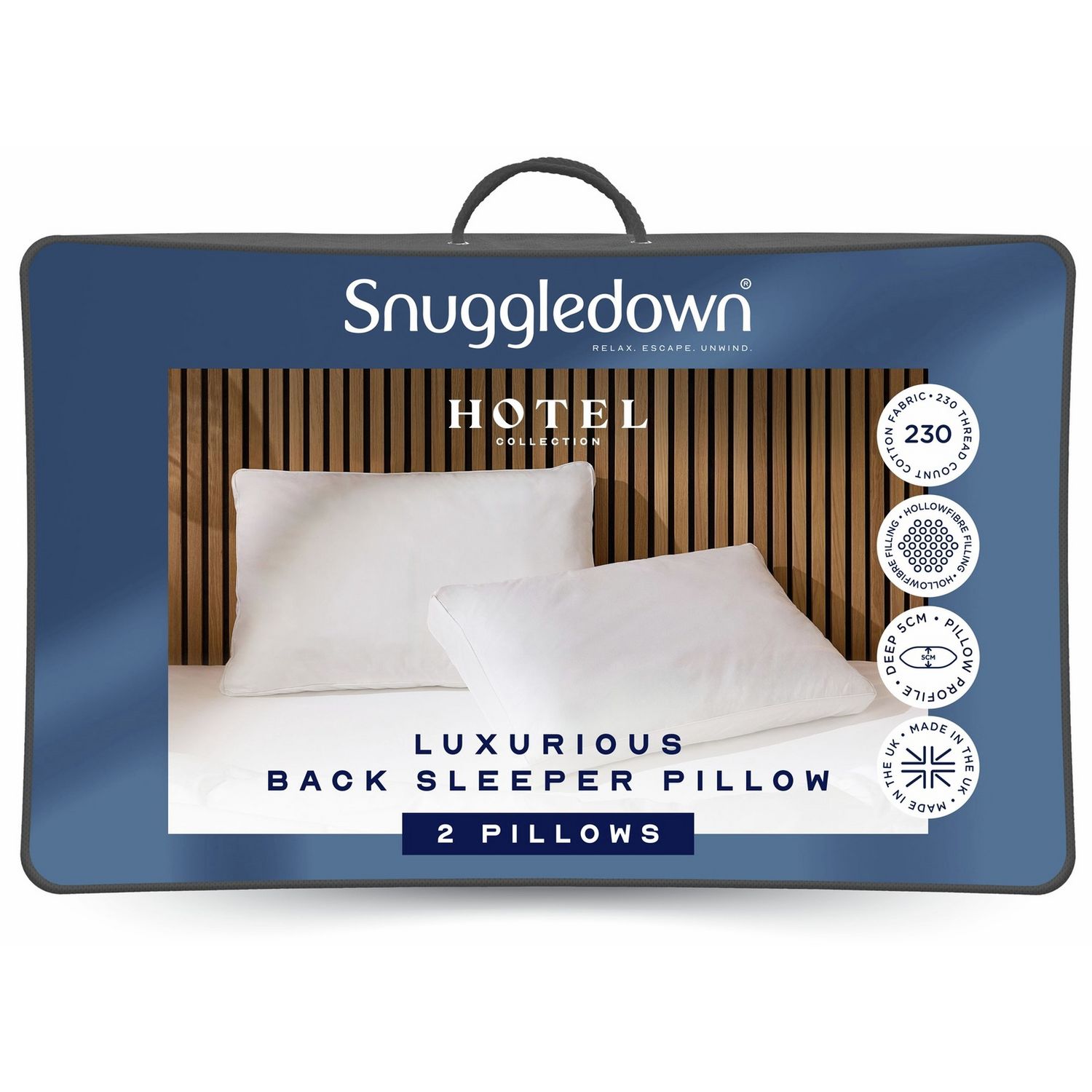 Snuggledown back sleeper pillow 2-pack medium soft, UK version