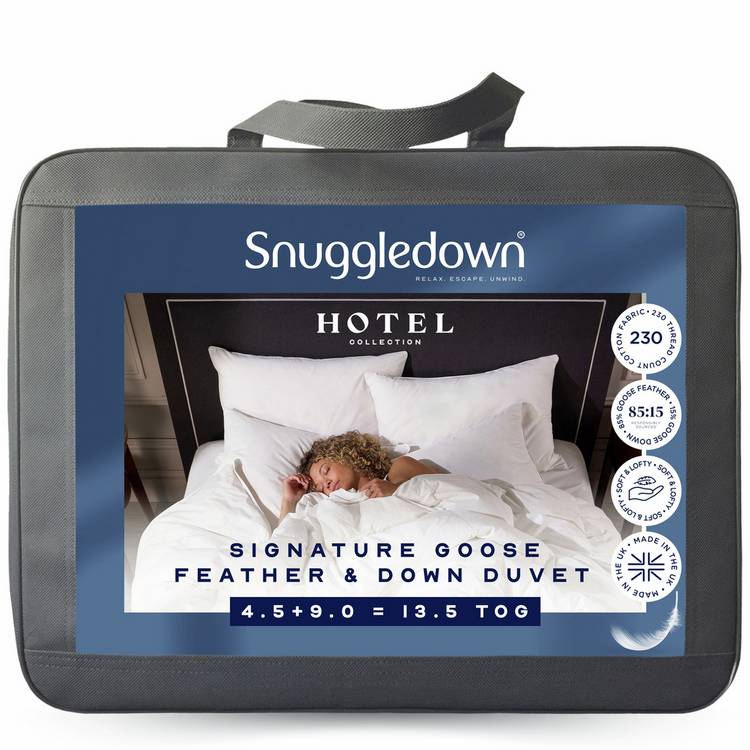 Snuggledown all season goose feather and down duvet single, imported from the UK