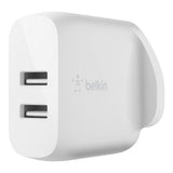 Belkin 24W dual USB-A wall charger white, imported from the UK
