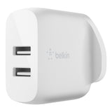 Belkin 24W dual USB-A wall charger white, imported from the UK