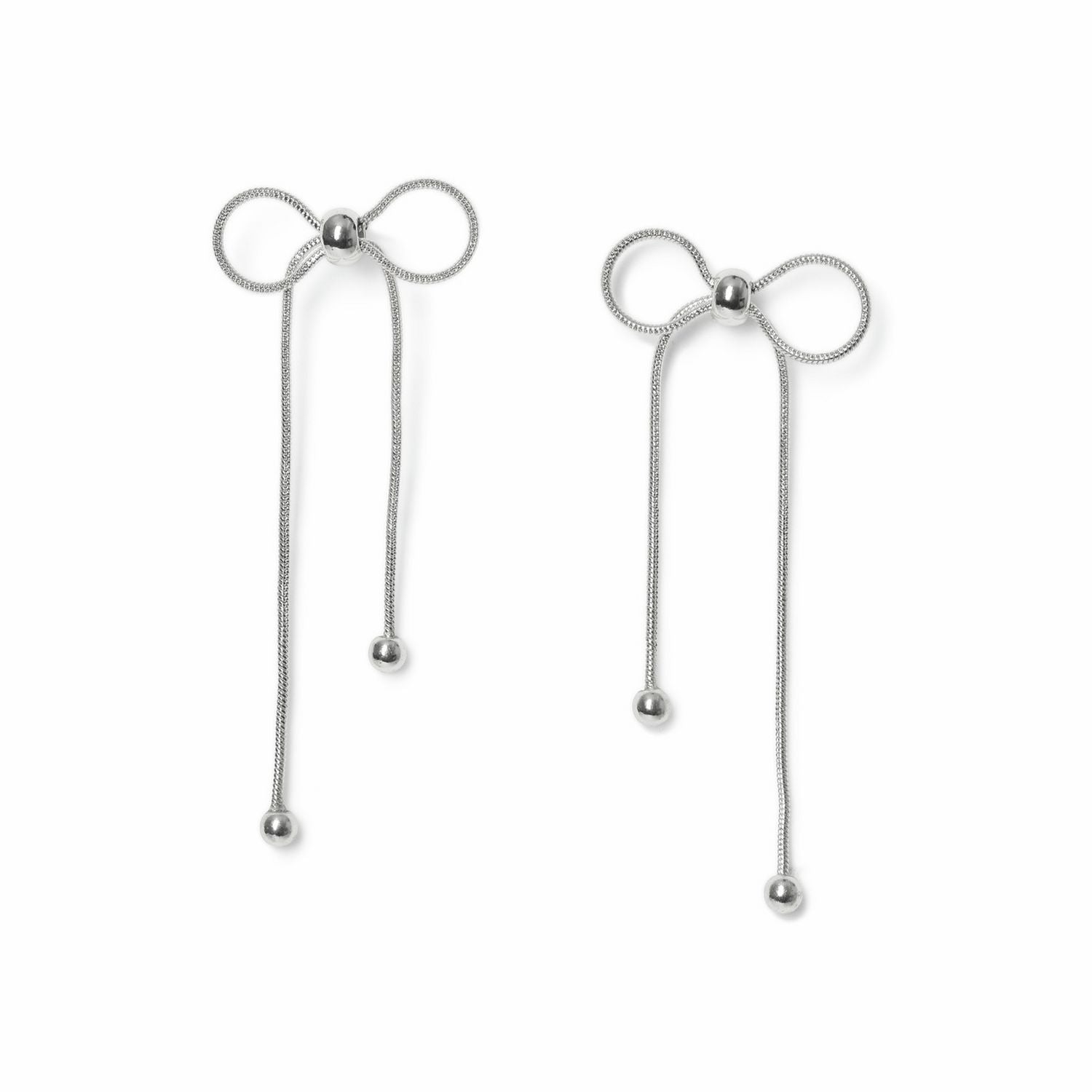Freedom silver-tone bow drop earrings (British brand)