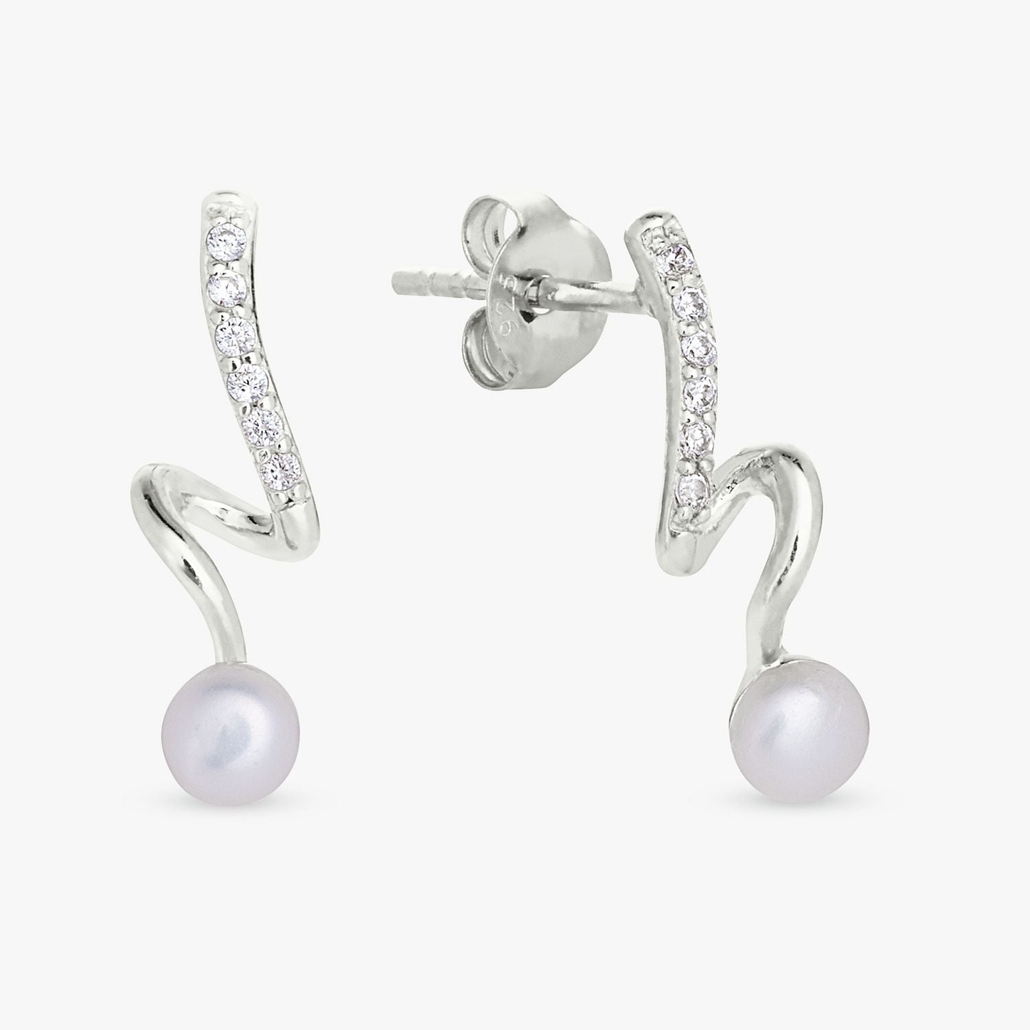Revere sterling silver faux pearl drop earrings (British brand)