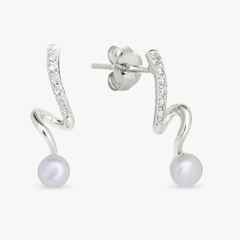Revere sterling silver faux pearl drop earrings (British brand)