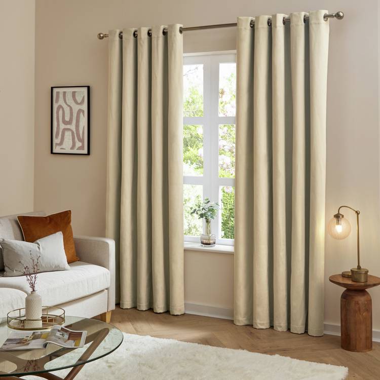 Furn Velvet Blackout Eyelet Curtains 117x183cm, imported from the UK