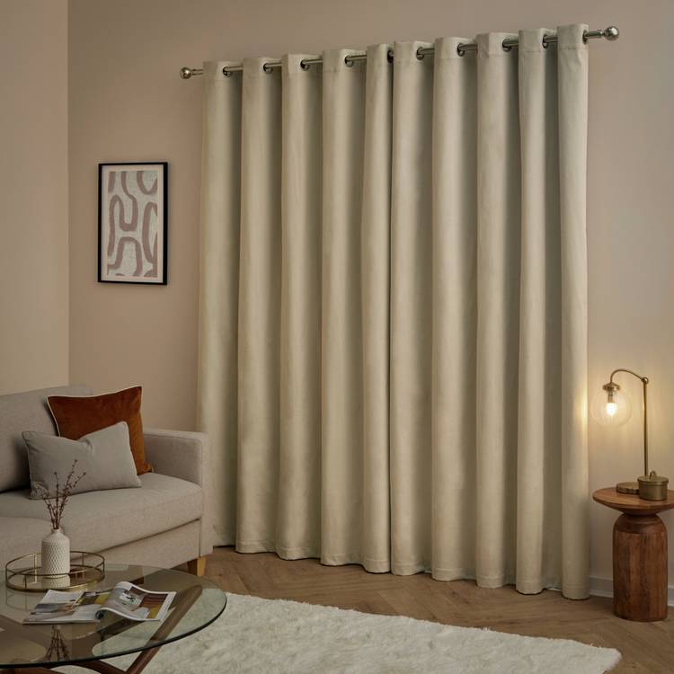 Furn Velvet Blackout Eyelet Curtains 117x183cm, imported from the UK