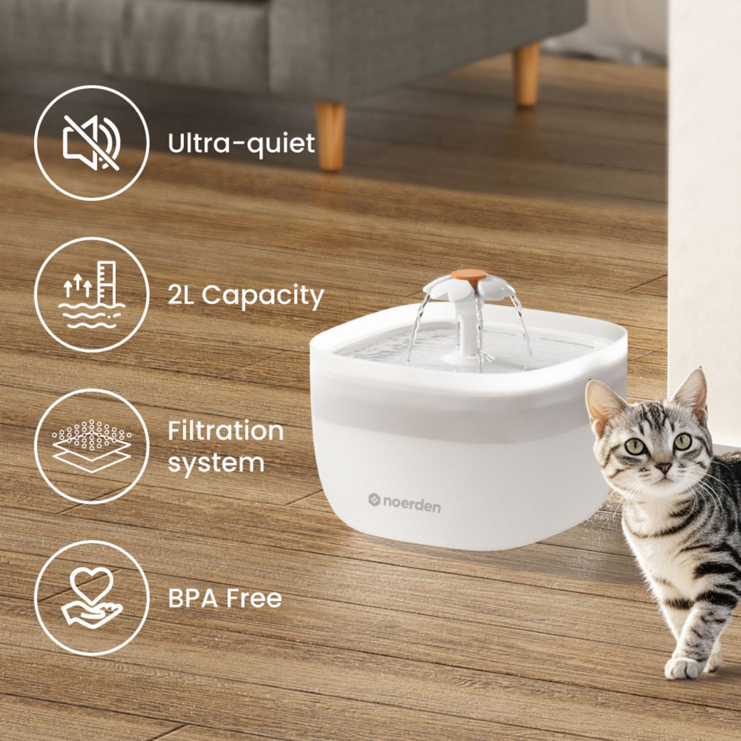 Noerden Pawquench pet water fountain 2L - British product