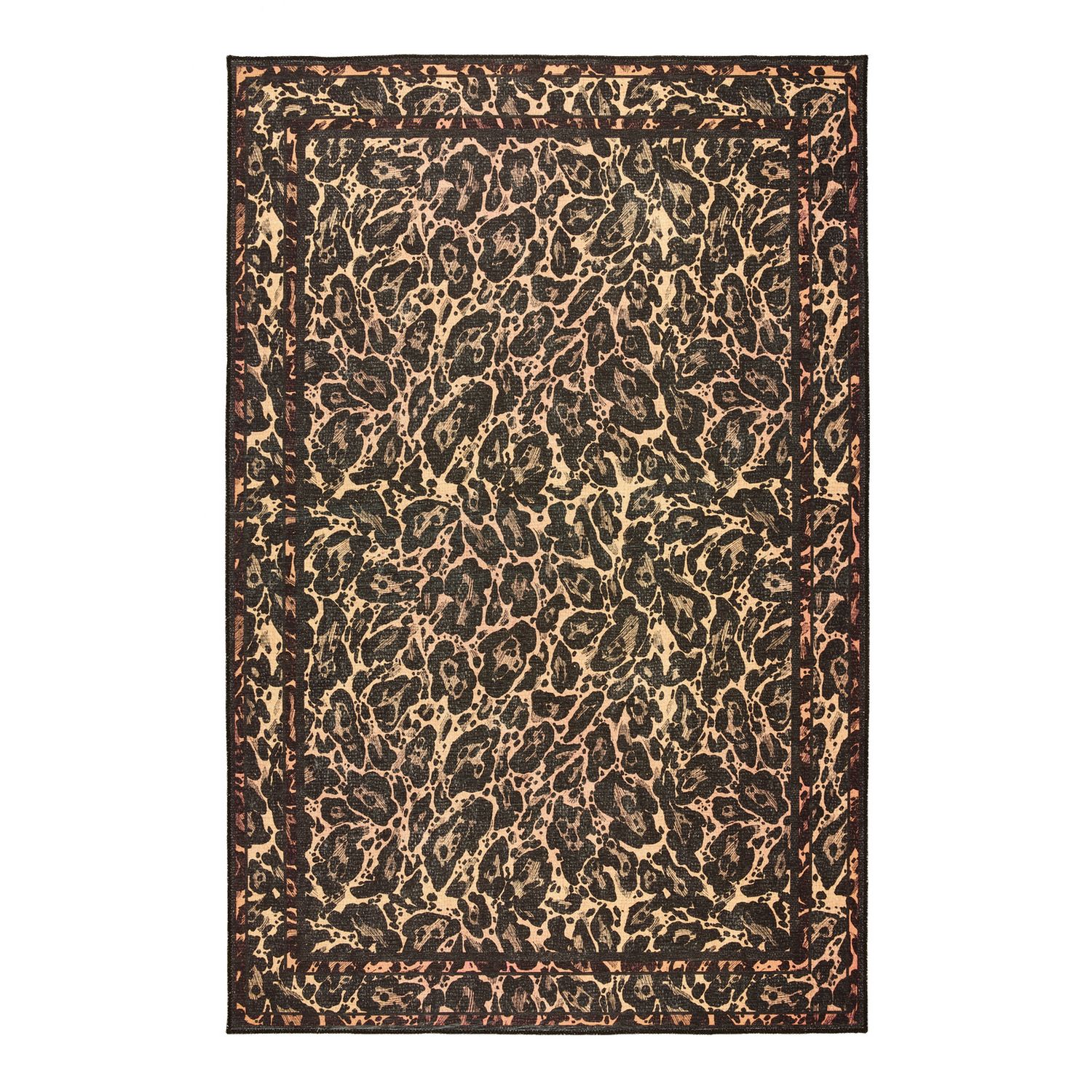 Laurence Llewelyn Bowen Leopard Black and Orange  Rug - 152x230cm