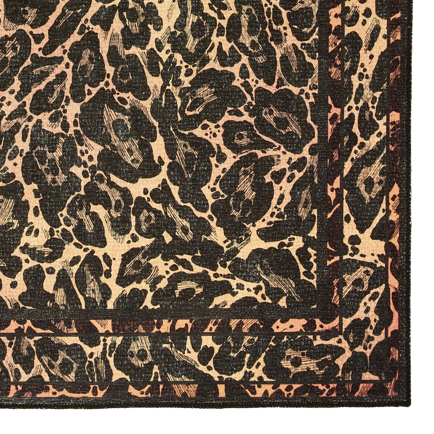 Laurence Llewelyn Bowen Leopard Black and Orange  Rug - 152x230cm