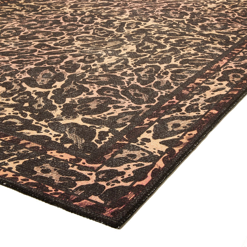 Laurence Llewelyn Bowen Leopard Black and Orange  Rug - 152x230cm