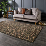 Laurence Llewelyn Bowen Leopard Black and Orange  Rug - 152x230cm