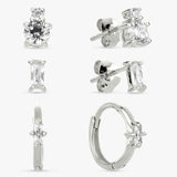 Revere sterling silver stud and huggies earrings set of 3, imported from the UK