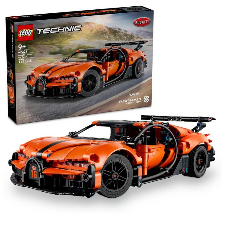 LEGO Technic Bugatti Chiron hypercar building kit, imported from the UK