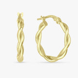 Revere gold plated braided medium hoop earrings, UK version