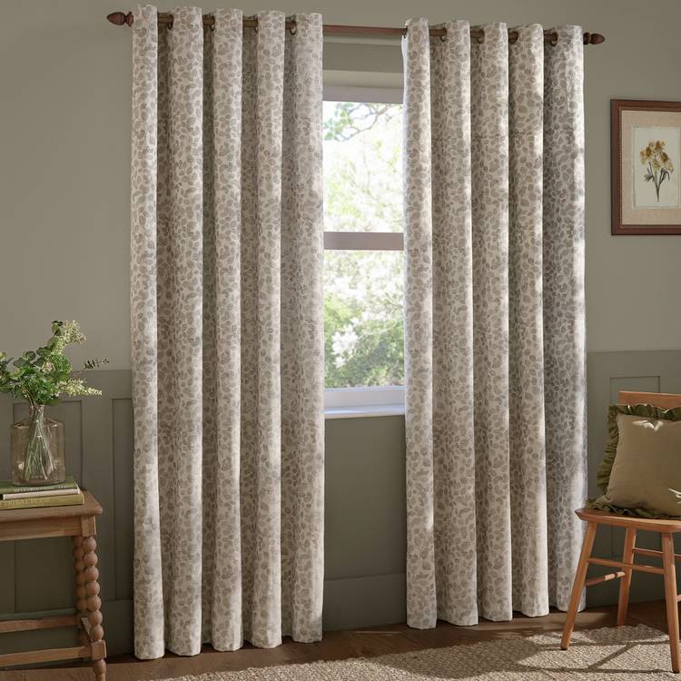Wylder Grace Natural leaf eyelet curtains 117x137cm, imported from the UK