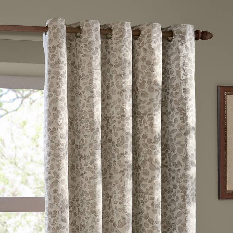 Wylder Grace Natural leaf eyelet curtains 117x137cm, imported from the UK