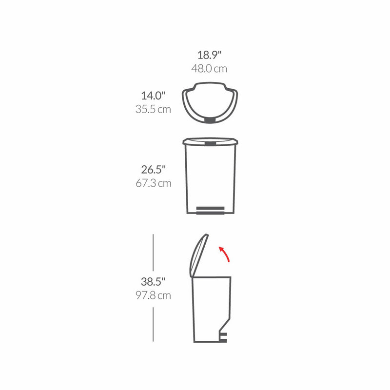 Simplehuman 50 litre lilac pedal bin - British product