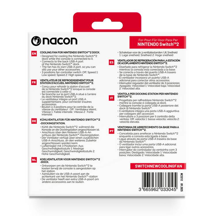 Nacon Cooling Fan for Nintendo Switch 2 dock - British product