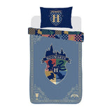 Harry Potter blue single duvet set with Hogwarts houses, imported from the UK