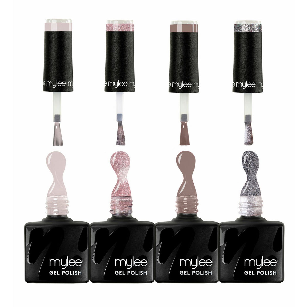 Mylee gel polish quad Main Character Energy in four shades (British brand)