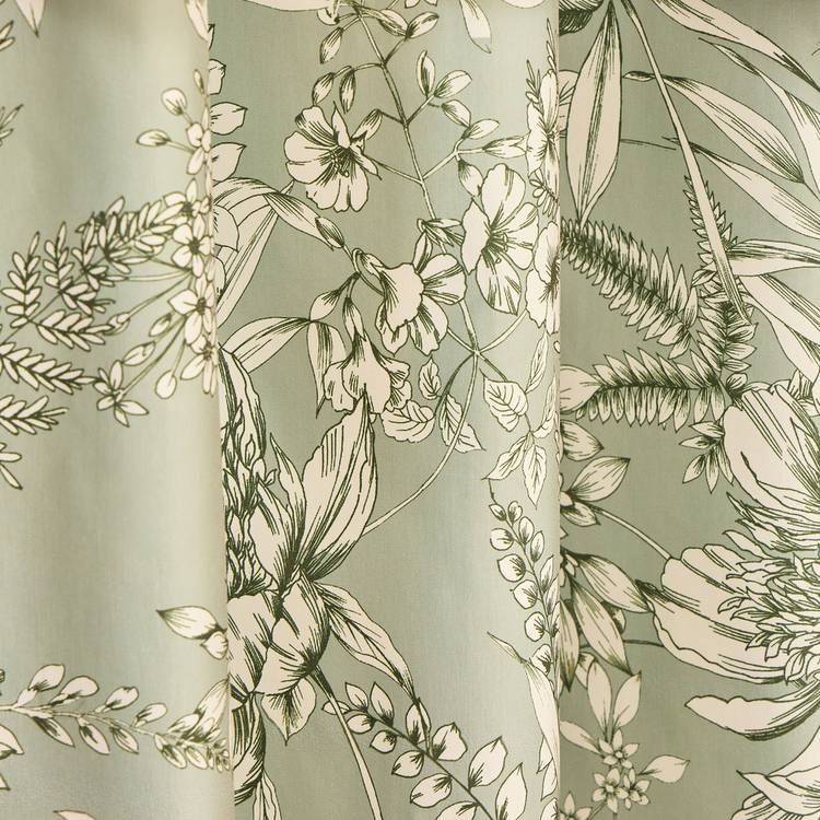 Habitat botanical print sage eyelet curtains 117x137cm, imported from the UK