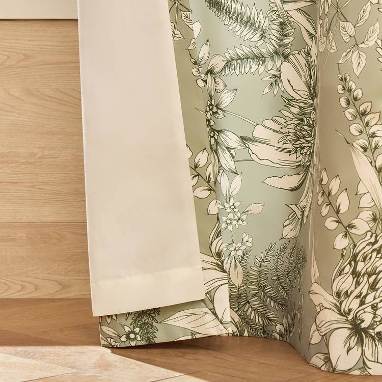 Habitat botanical print sage eyelet curtains 117x137cm, imported from the UK