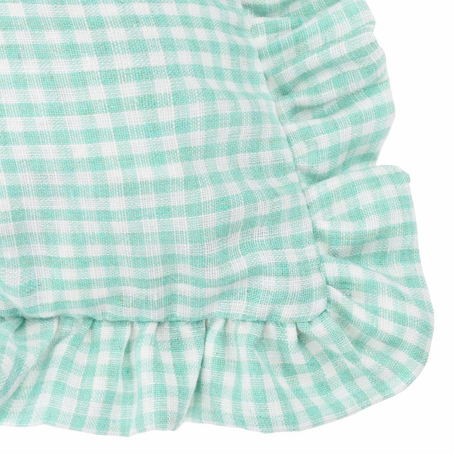 Furn Les Petite Fleurs green gingham cushion 30x50cm (British brand)