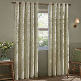 Wylder sage green leaf eyelet curtains 229x137cm, imported from the UK