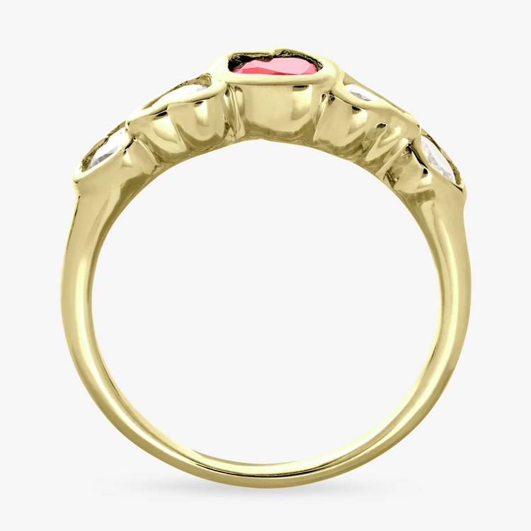 Revere gold plated red heart cubic zirconia ring small (British brand)