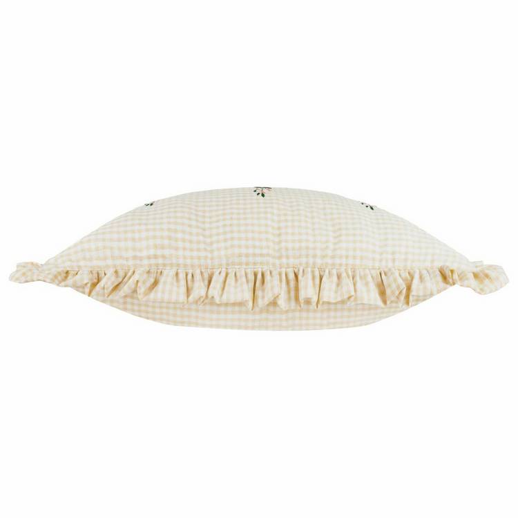 Furn Les Petite Fleurs gingham embroidered cushion 30x50cm, imported from the UK