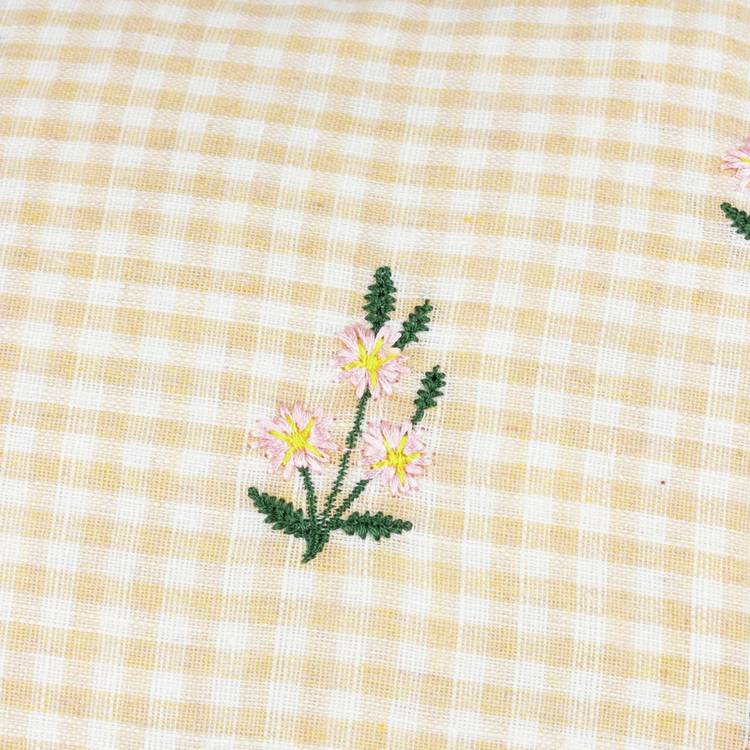 Furn Les Petite Fleurs gingham embroidered cushion 30x50cm, imported from the UK