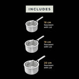 Ninja EverClad 3-piece stainless steel pan set, imported from the UK