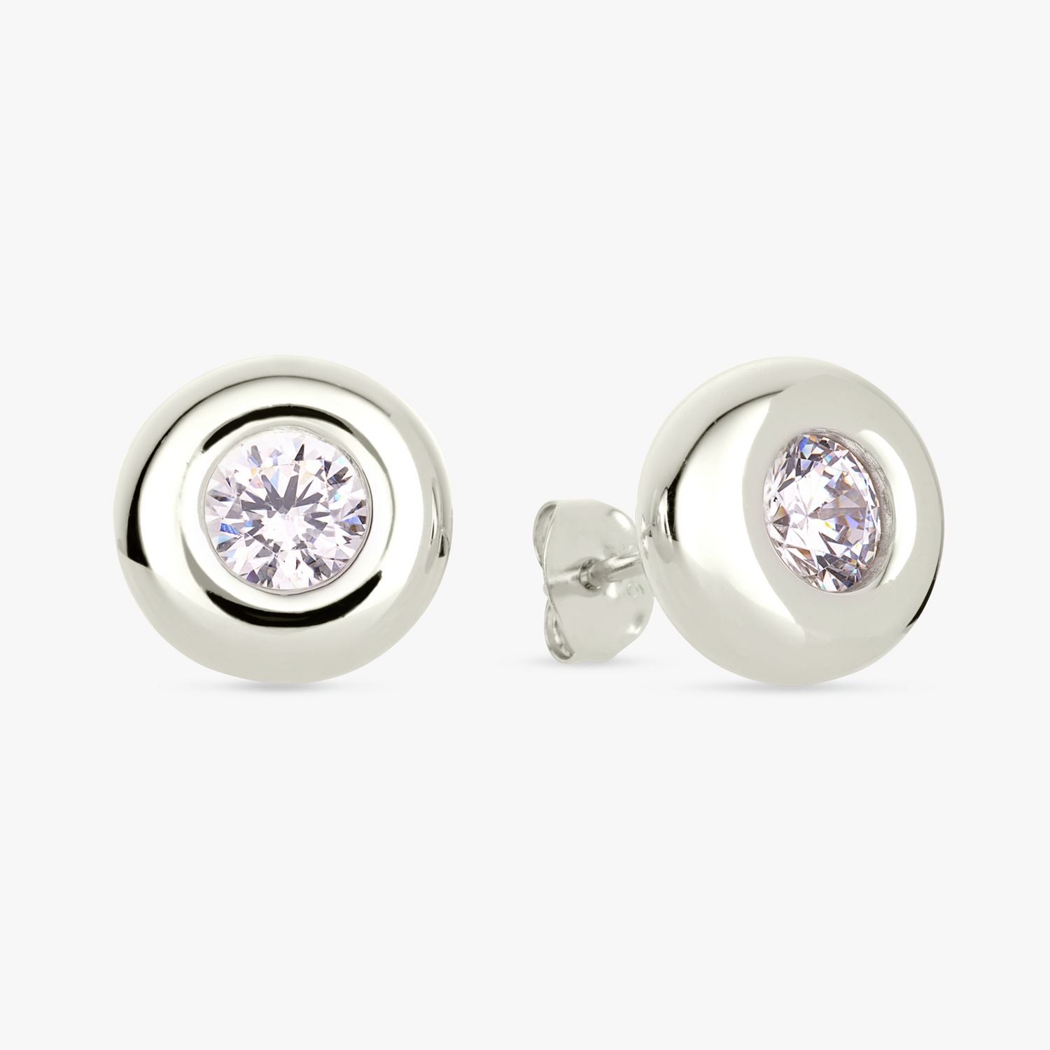 Revere sterling silver cubic zirconia stud earrings 5mm (British brand)