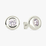 Revere sterling silver cubic zirconia stud earrings 5mm (British brand)