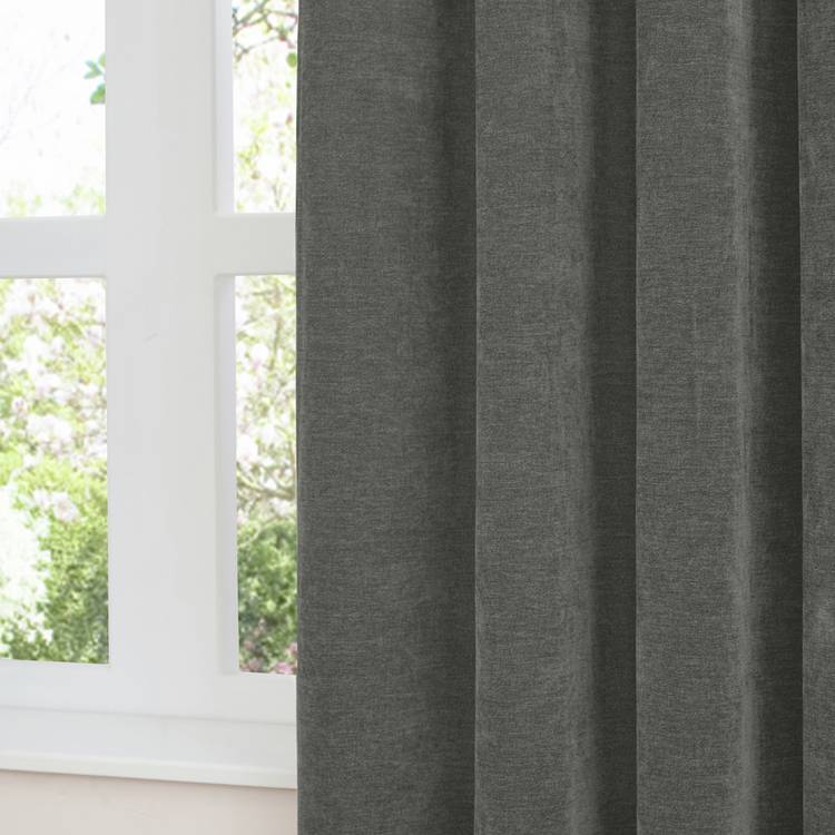 Furn soft chenille blackout curtains Charcoal 117x137cm - British product