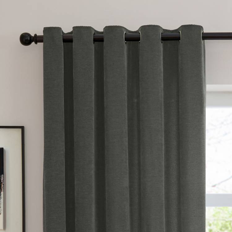 Furn soft chenille blackout curtains Charcoal 117x137cm - British product