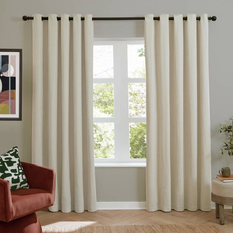 Furn chenille blackout curtains natural 117x137cm (British brand)