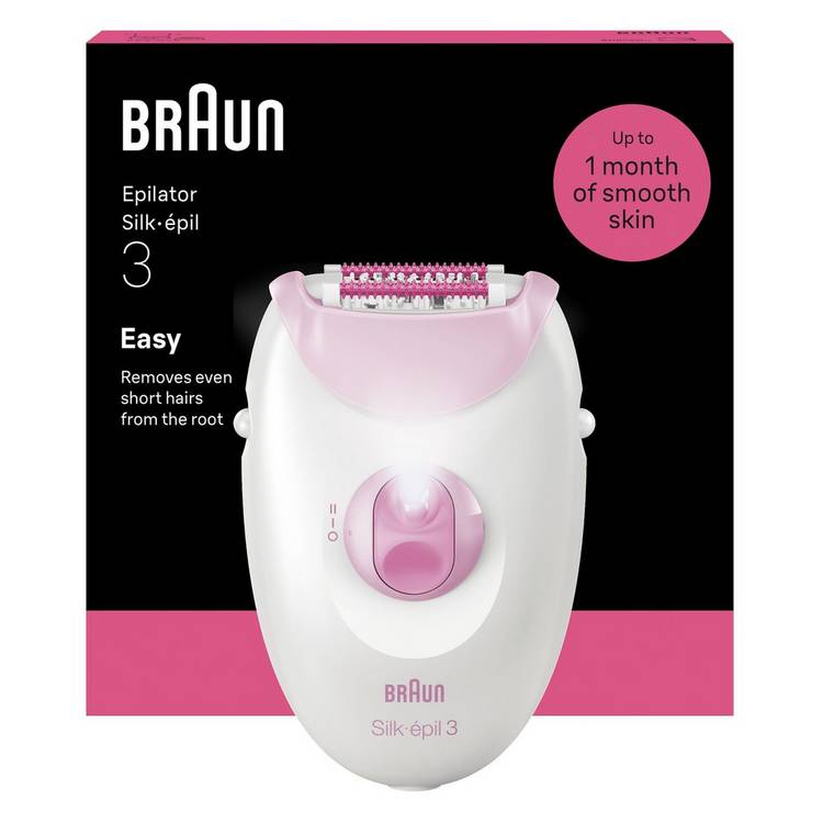 Braun Silkepil 3 pink epilator with smartlight and brush (British brand)