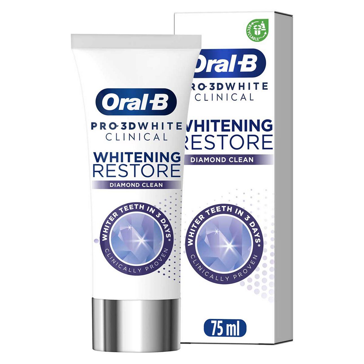 Oral-B 3D White Clinical Restore Diamond Clean 75ml GOODS Boots   