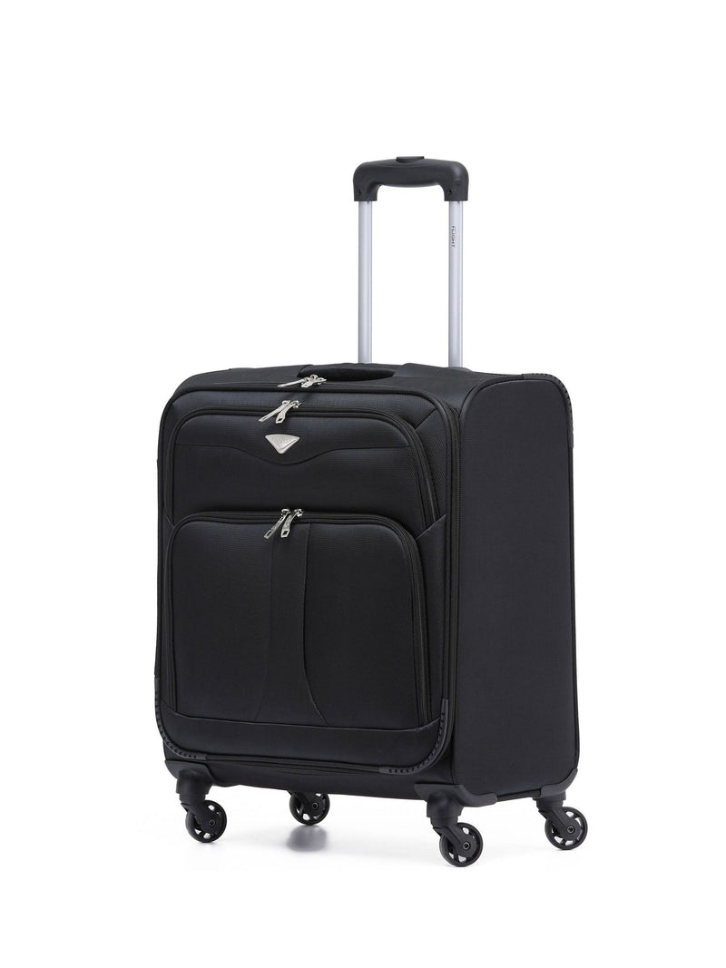 Flight Knight Black Flight Knight 56x45x25cm EasyJet Overhead Soft Case Cabin Carry On Suitcase Hand Black Luggage