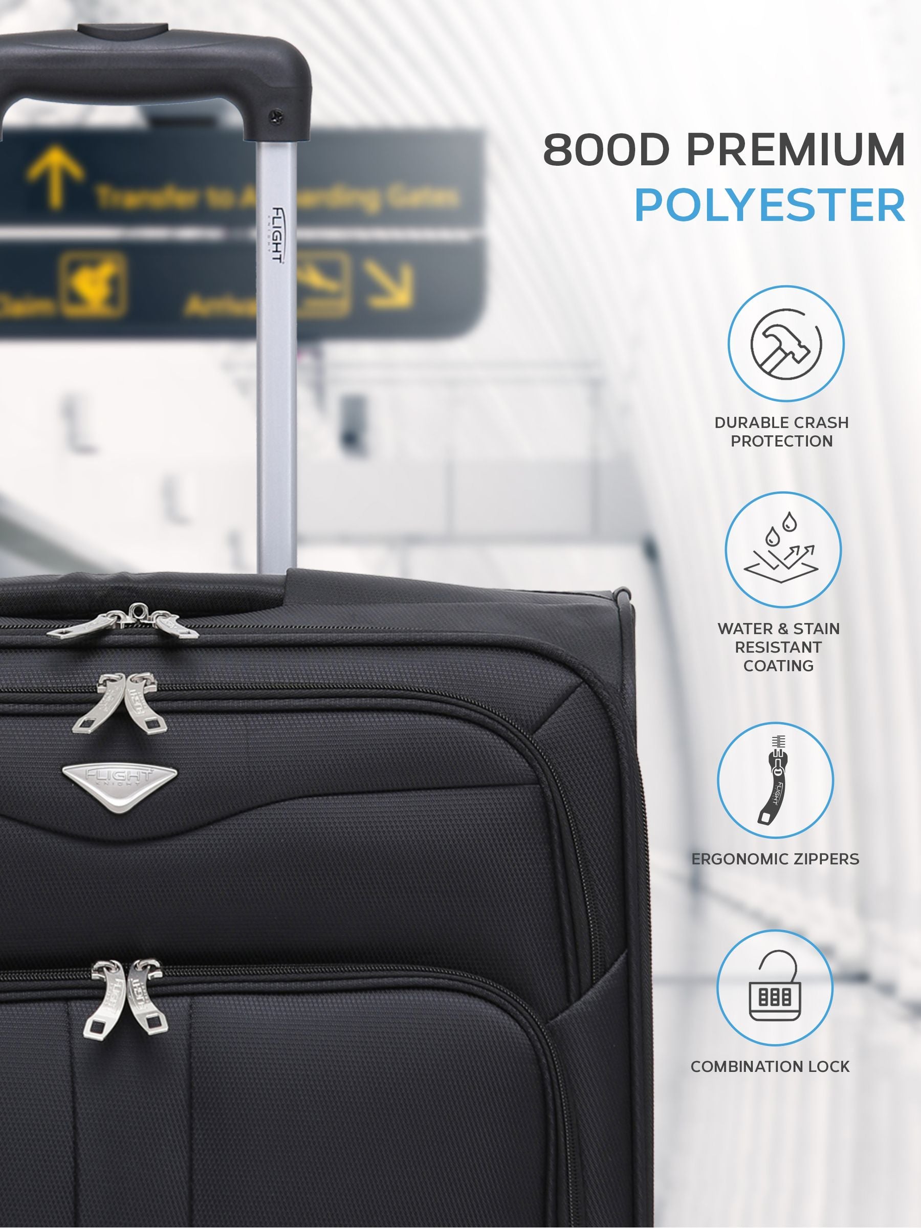Flight Knight Black Flight Knight 56x45x25cm EasyJet Overhead Soft Case Cabin Carry On Suitcase Hand Black Luggage