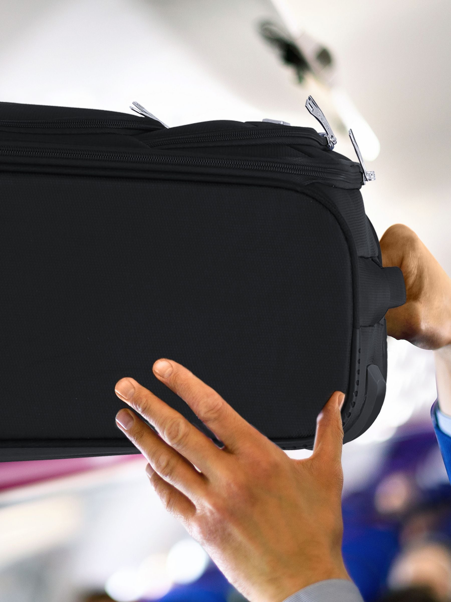 Flight Knight Black Flight Knight 56x45x25cm EasyJet Overhead Soft Case Cabin Carry On Suitcase Hand Black Luggage