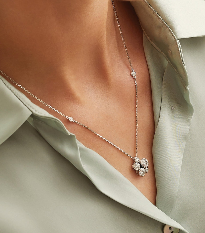 Boodles Raindance cluster pendant in platinum with diamonds - British product