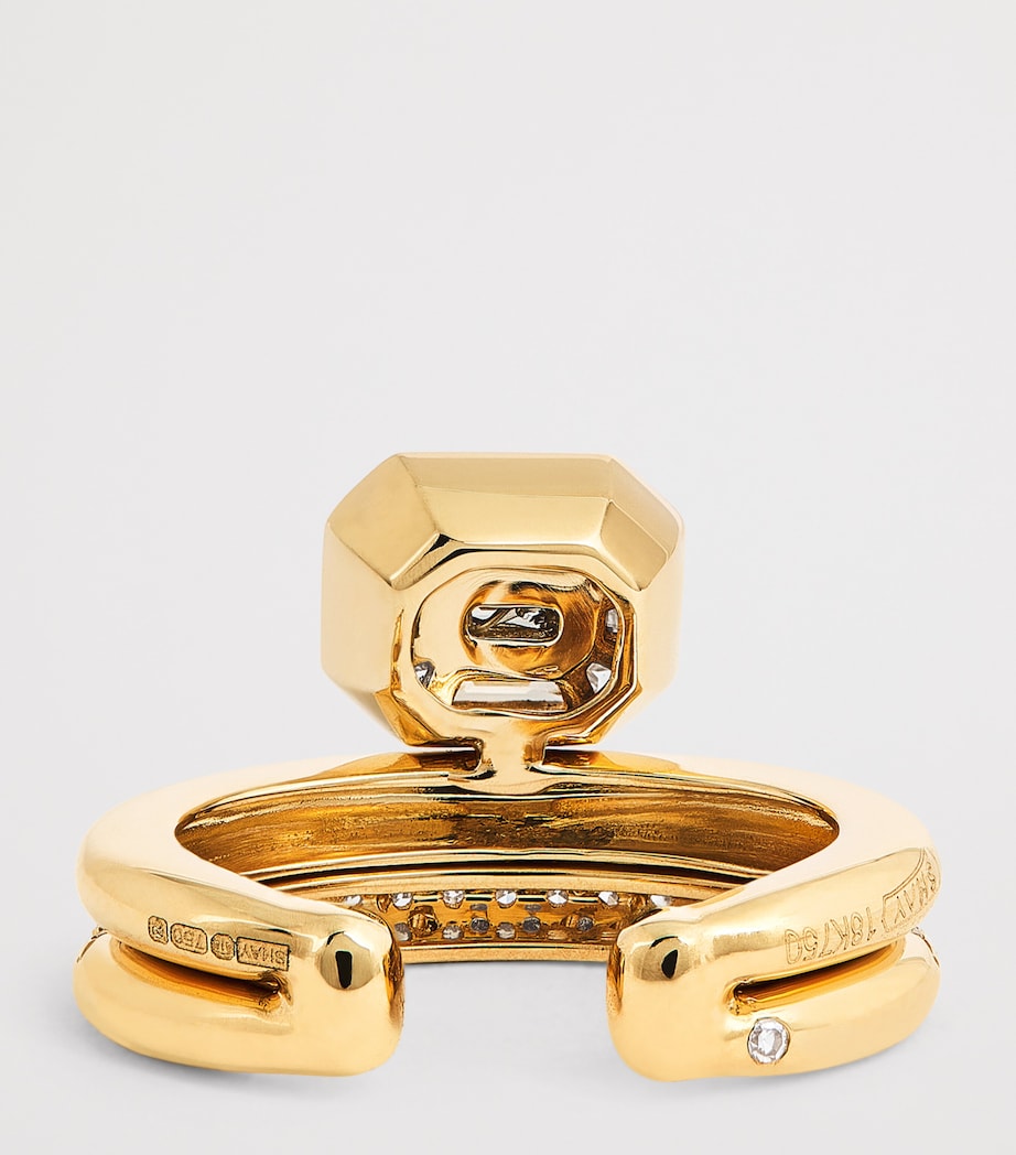 SHAY yellow gold diamond floating ear cuff, UK version