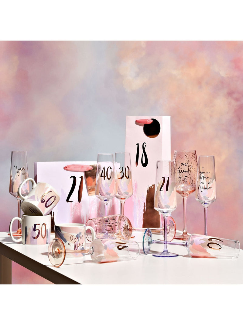 Widdop pink 21st birthday flute champagne glass (British brand)