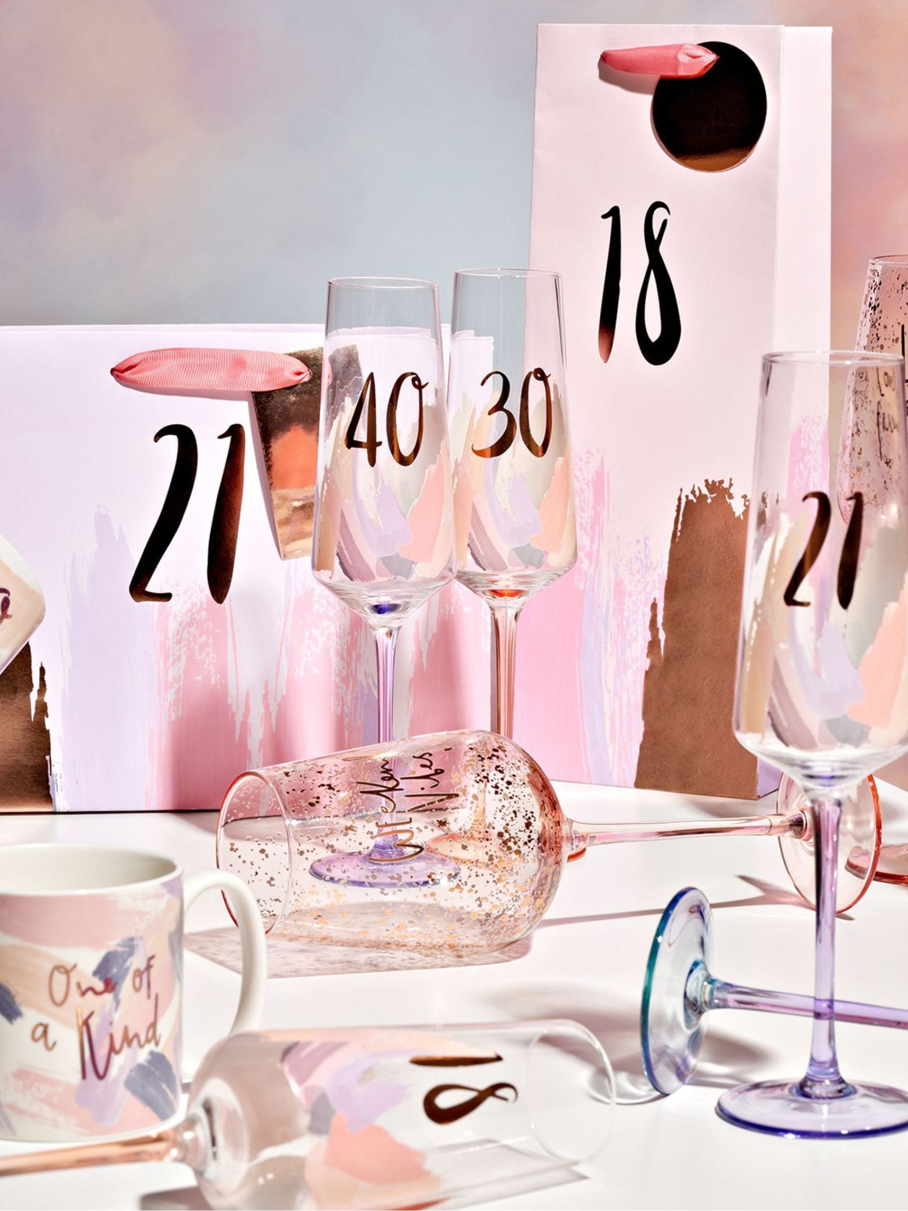 Widdop pink 21st birthday flute champagne glass (British brand)