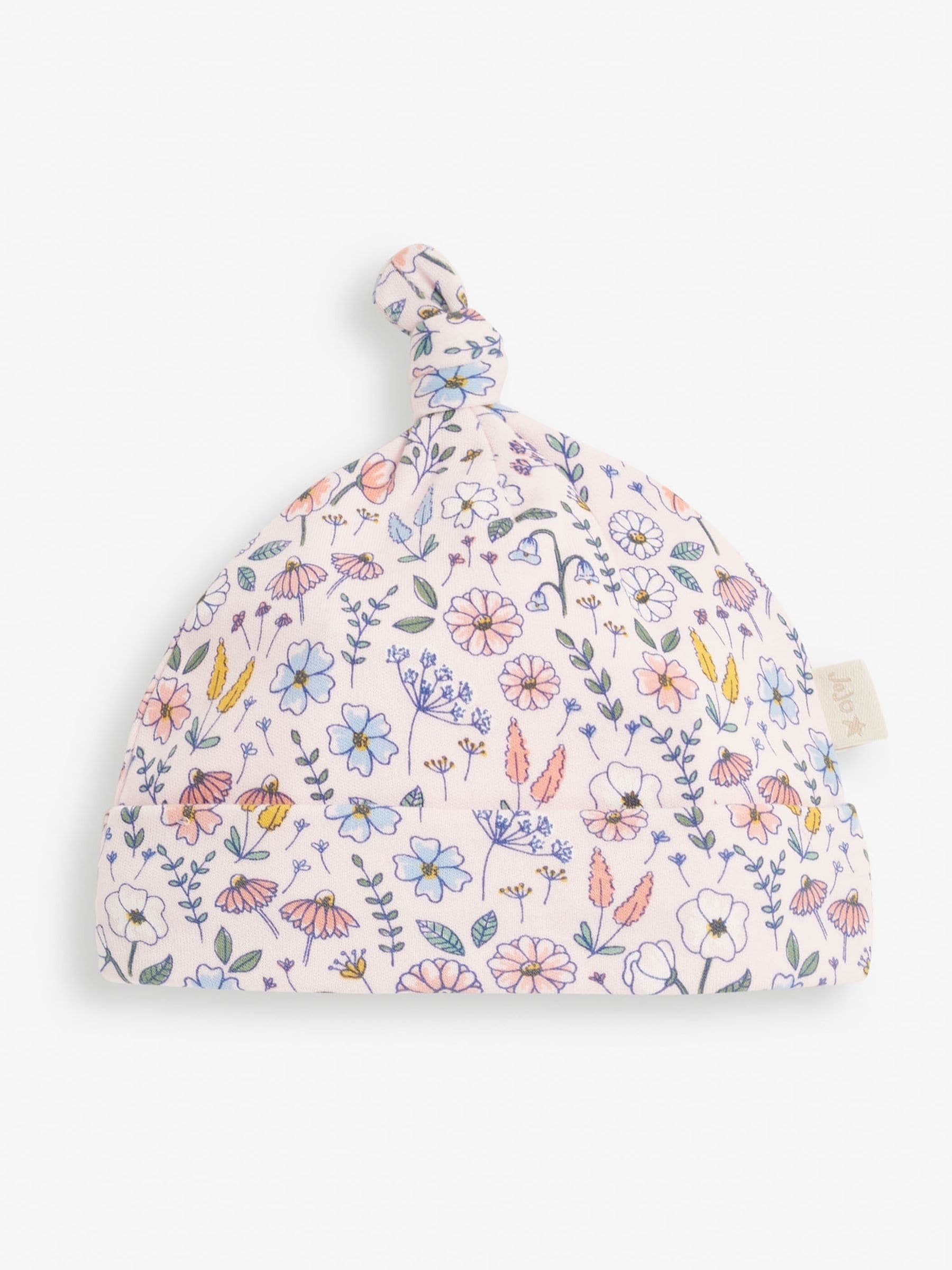 JoJo Maman Bébé Pink Floral Print Cotton Baby Hat